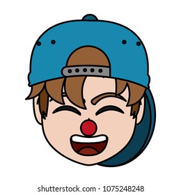 color boy head with cap and clown nose