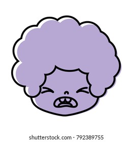 color boy head with curly hair and pity face