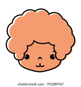 color boy head with curly hair and tender face