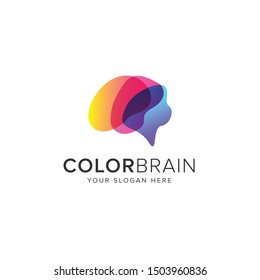 Color brain logo vector icon