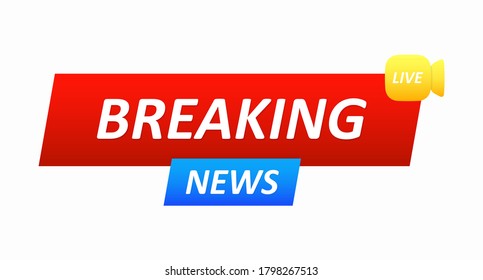Color Breaking news button isolated on a white background. Ready-made button for creating a news video channel. Vector illustration