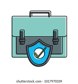 color briefcase business object with security shield