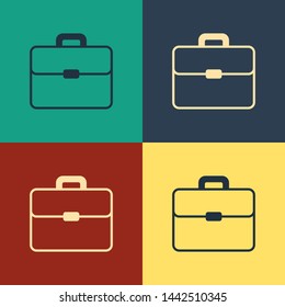 Color Briefcase icon isolated on color background. Business case sign. Business portfolio.  Vintage style drawing. Vector Illustration