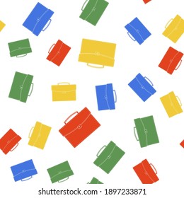Icono de maletín de color aislado patrón transparente en fondo blanco. Signo de caso comercial. Cartera de negocios. Vector.