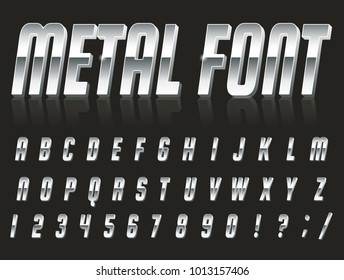 Color, bright font in the old style. Vector, vintage alphabet. Style 80 s, 90 s retro posters. Color gradient. Metal font.