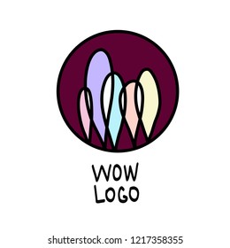 Color bright round logo with different trees and dark font