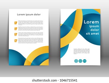 Color brochure design template with abstract lines and waves 