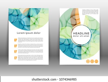 Color brochure design template with abstract lines and waves 