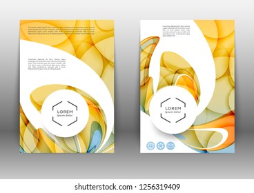 Color brochure design template with abstract lines and waves 