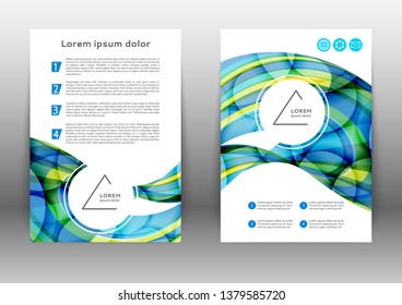 Color brochure design template with abstract lines and waves 