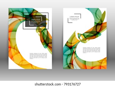 Color brochure design template with abstract lines and waves 