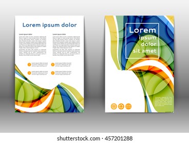 Color brochure template with abstract lines and waves 