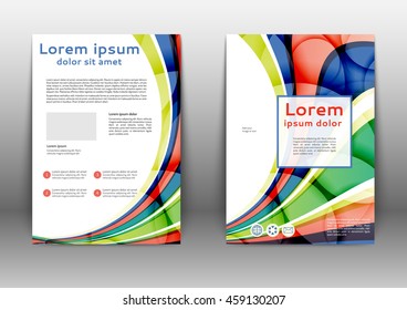 Color brochure template with abstract lines and waves 