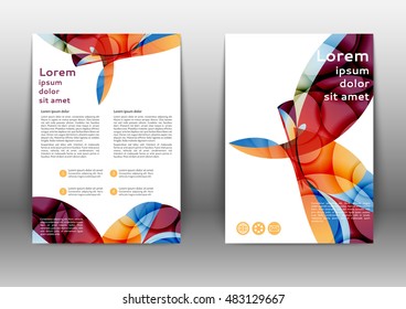 Color brochure template with abstract lines and waves 