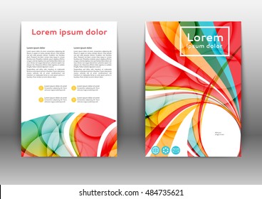 Color brochure template with abstract lines and waves 