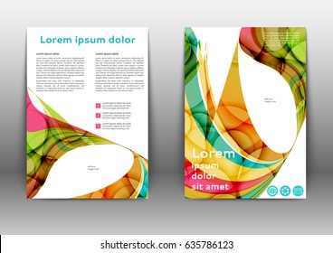 Color brochure template with abstract lines and waves 