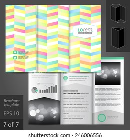 Color brochure template design with geometric pattern. Cover layout