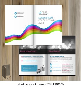 Color brochure template design with rainbow stripes. Cover layout