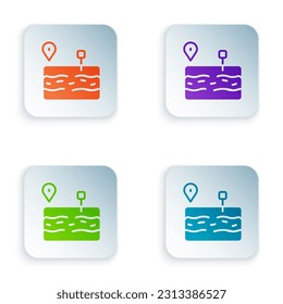 Color Broken road icon isolated on white background. Set colorful icons in square buttons. Vector