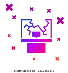 Color Broken window icon isolated on white background. Damaged window. Beaten windowpane concept. Vandalism. Gradient random dynamic shapes. Vector