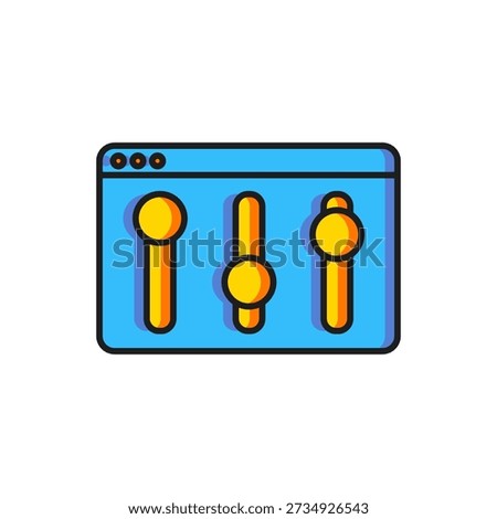 Color Browser setting icon isolated on white background. Adjusting, service, maintenance, repair, fixing. Flat filled outline style with shadow. Vector