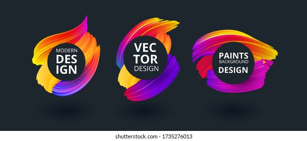 Color, brush, brushstroke, or acrylic paint design frame element. Isolated Elements. Vector illustration