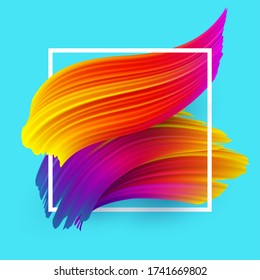 Color, pincel, trazo de brocha en el marco para texto, mancha de aceite o elemento de diseño de pintura acrílica. Ilustración del vector