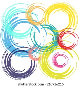 color brush circles on white background vector