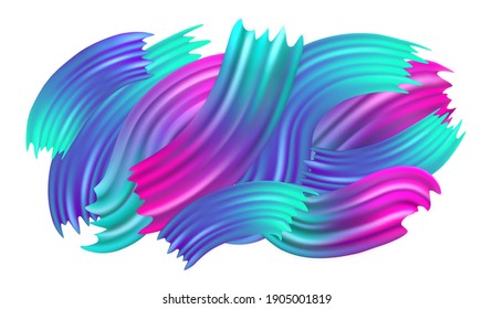 Color brush. Gradient paint stroke. Spectrum splash. Flow wave. Creative liquid pattern isolated on white background. Abstract fluid for design banner, poster, canvas, card, makeup, brochure. Vector