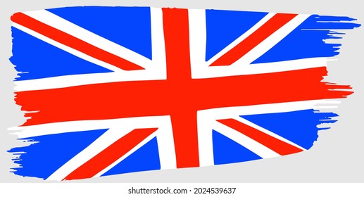 Color Brush strokes British flag. hand drawn Vector illustration