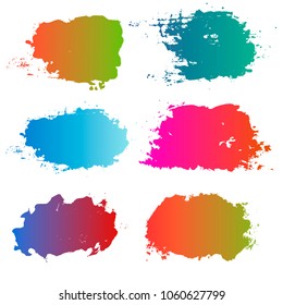 color brush strokes set background. Paint line gradient grunge collection. Set of grungy hand painted brush strokes isolated on white. Abstract ink texture, design elements borders or frames.