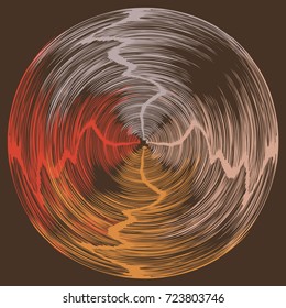 Color brush strokes stacked in a circle for decoration. Vector drawing