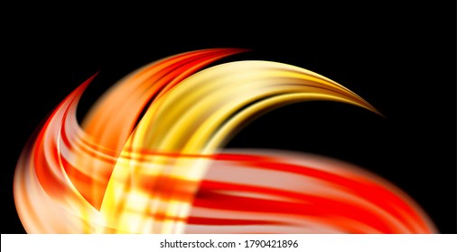 Color brushstroke oil or acrylic paint design element for presentations, flyers, leaflets, postcards and posters. Vector emotional fire realistic illustration template with copy space.