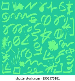Color brushstrokes hand drawn set. Color smears collection. Abstract seamless doodle textures
