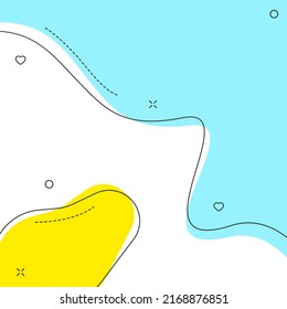 color bubble shape square background template. abstract fluid bubble vector template with place for text. yellow and blue colors. for social media post and promo business banners and posters