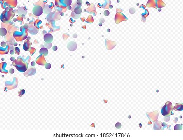 Color Bubbles Fashion Vector Transparent Background. Shape 3d Pattern. Iridescent Abstract Blob Illustration. Neon Memphis Placard.