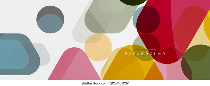 Color bubbles and rounded geometric shapes on white. Vector geometric minimal abstract background for wallpaper, banner, background, landing page