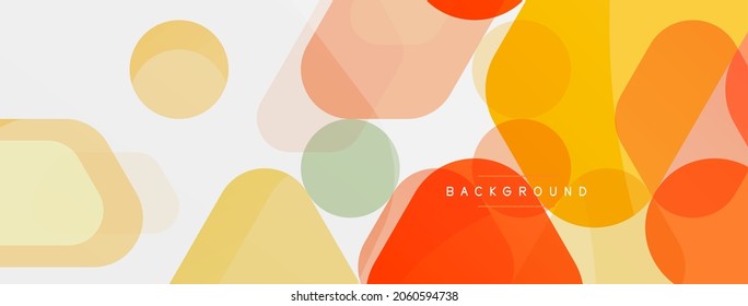Burbujas de color y formas geométricas redondeadas sobre blanco. Fondo abstracto mínimo geométrico vectorial para fondo de pared, banner, fondo, página de inicio