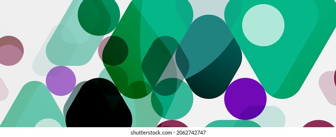 Color bubbles and rounded geometric shapes on white. Vector geometric minimal abstract background for wallpaper, banner, background, landing page