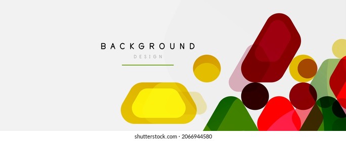 Color bubbles and rounded geometric shapes on white. Vector geometric minimal abstract background for wallpaper, banner, background, landing page