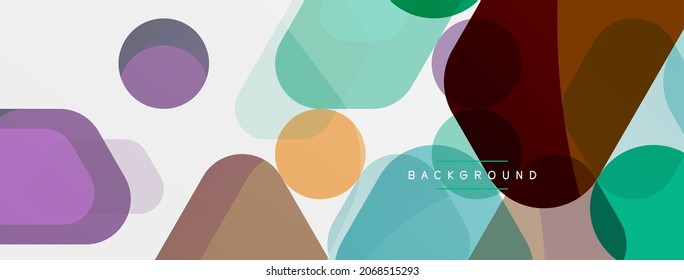 Color bubbles and rounded geometric shapes on white. Vector geometric minimal abstract background for wallpaper, banner, background, landing page