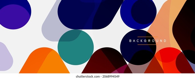 Color bubbles and rounded geometric shapes on white. Vector geometric minimal abstract background for wallpaper, banner, background, landing page