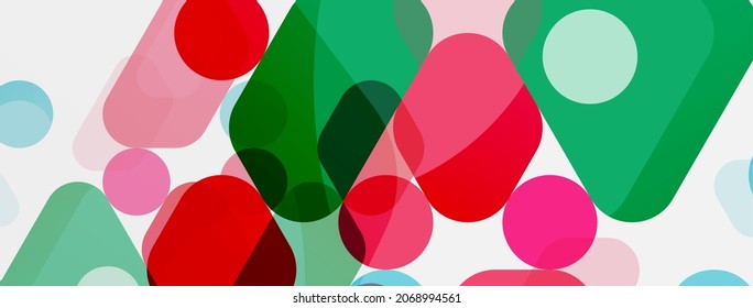 Burbujas de color y formas geométricas redondeadas sobre blanco. Fondo abstracto mínimo geométrico vectorial para fondo de pared, banner, fondo, página de inicio