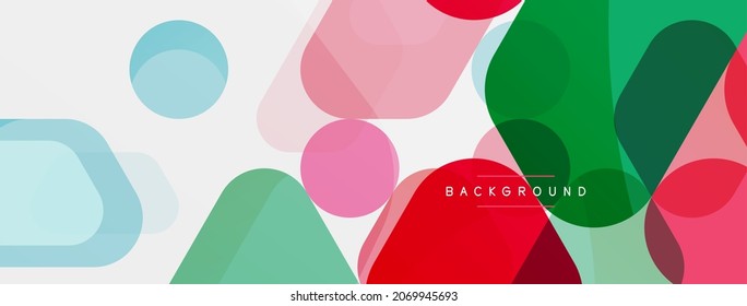 Color bubbles and rounded geometric shapes on white. Vector geometric minimal abstract background for wallpaper, banner, background, landing page