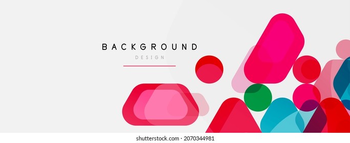Color bubbles and rounded geometric shapes on white. Vector geometric minimal abstract background for wallpaper, banner, background, landing page