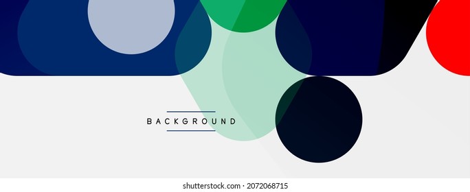 Color bubbles and rounded geometric shapes on white. Vector geometric minimal abstract background for wallpaper, banner, background, landing page