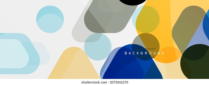 Color bubbles and rounded geometric shapes on white. Vector geometric minimal abstract background for wallpaper, banner, background, landing page