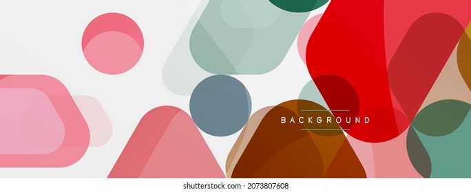 Color bubbles and rounded geometric shapes on white. Vector geometric minimal abstract background for wallpaper, banner, background, landing page