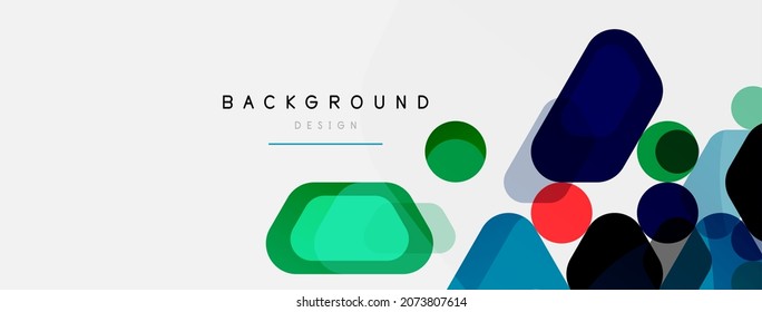 Burbujas de color y formas geométricas redondeadas sobre blanco. Fondo abstracto mínimo geométrico vectorial para fondo de pared, banner, fondo, página de inicio