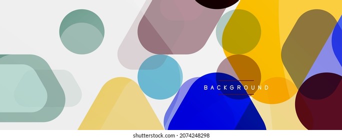 Farbblasen und abgerundete geometrische Formen auf Weiß. Vektorgeometrischer, minimaler abstrakter Hintergrund für Tapete, Banner, Hintergrund, Landungsseite